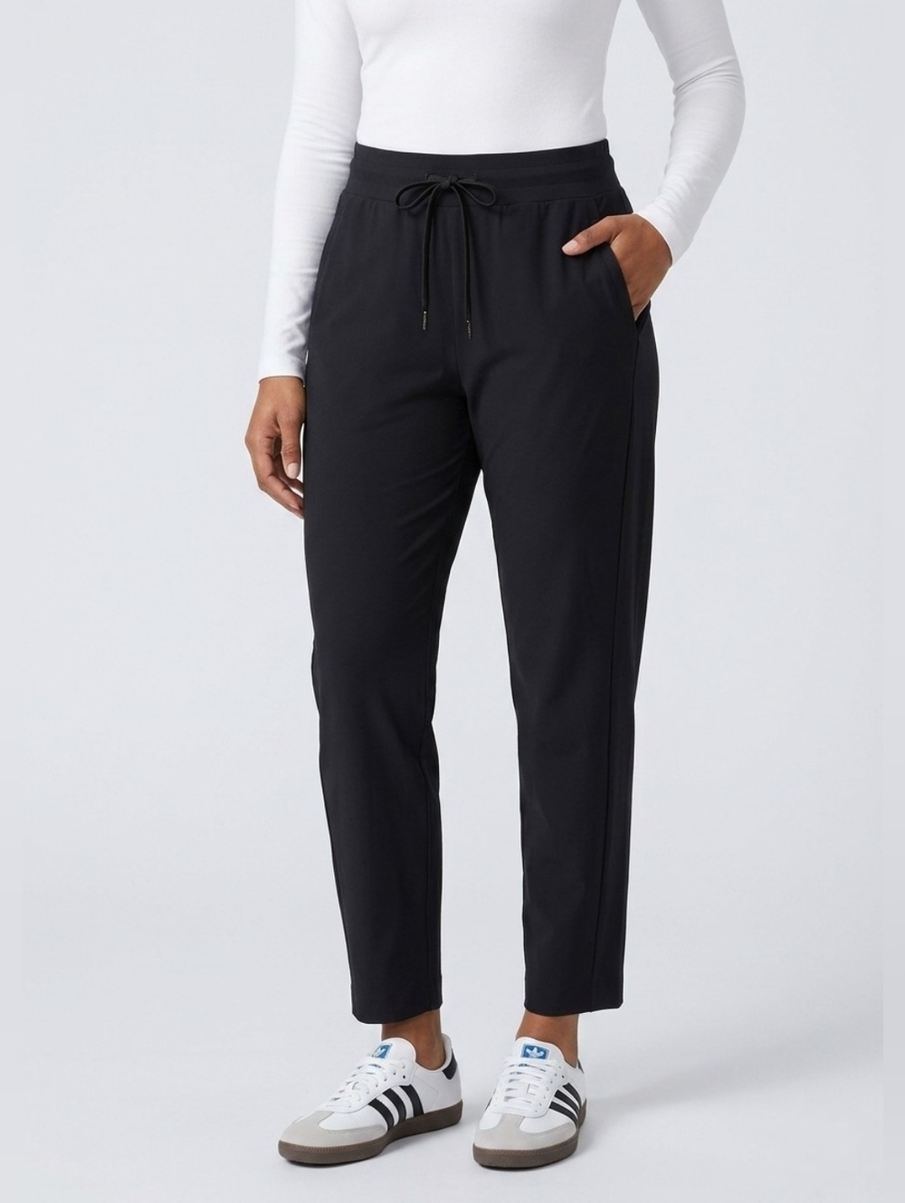 Sweaty Betty Explorer Pants Black Tapered Drawstring Ankle Size S